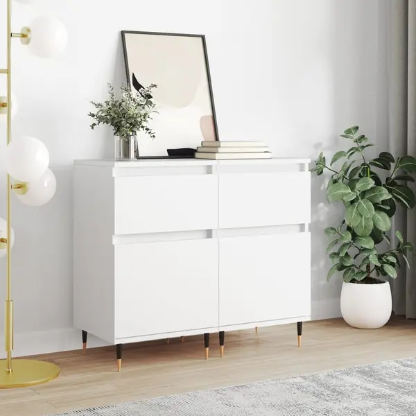 Gossi servante, 2 buc., alb, 40x35x70 cm, lemn prelucrat