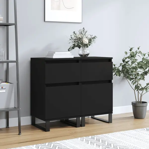 Gossi servante, 2 buc., negru, 40x35x70 cm, lemn prelucrat