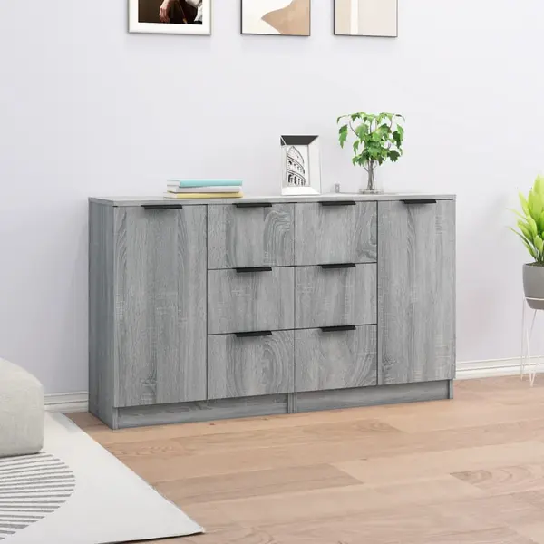 Gossi servante, 2 buc., sonoma gri, 60x30x70 cm, lemn prelucrat