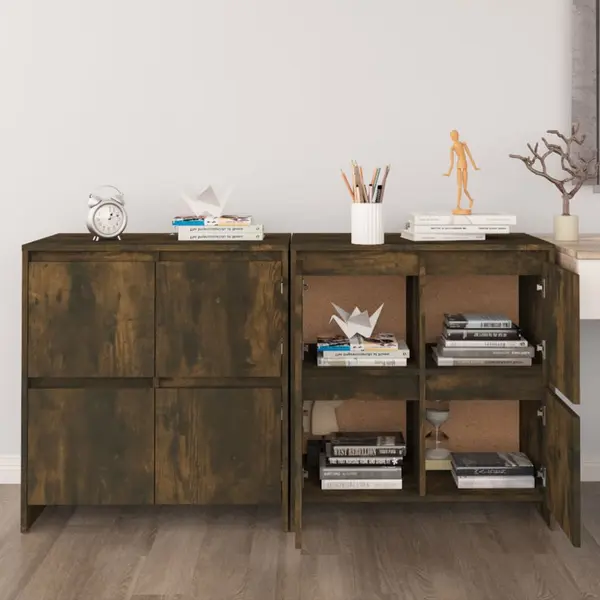 Gossi servante, 2 buc., stejar fumuriu, 70x41x75 cm, lemn prelucrat