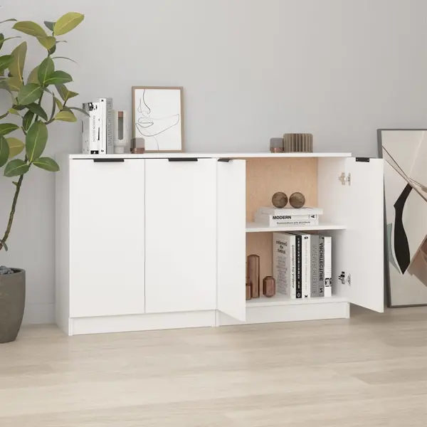 Gossi servante, 2 piese, alb, 60x30x70 cm, lemn prelucrat