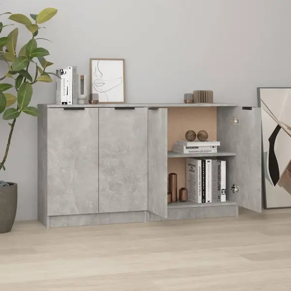 Gossi servante, 2 piese, gri beton, 60x30x70 cm, lemn prelucrat