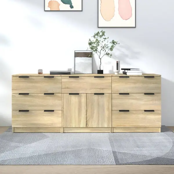 Gossi servante, 3 piese, stejar sonoma, lemn prelucrat