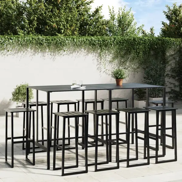 Gossi set bar de gradina 11 piese, negru, otel vopsit electrostatic