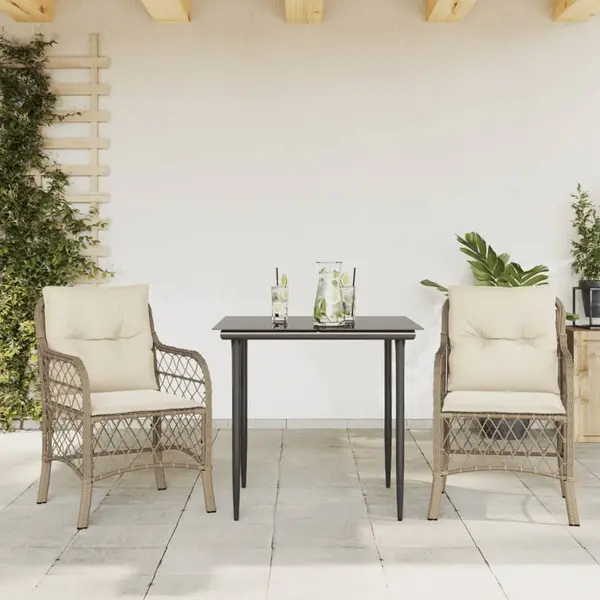 Gossi set bistro cu perne, 3 piese, bej, poliratan