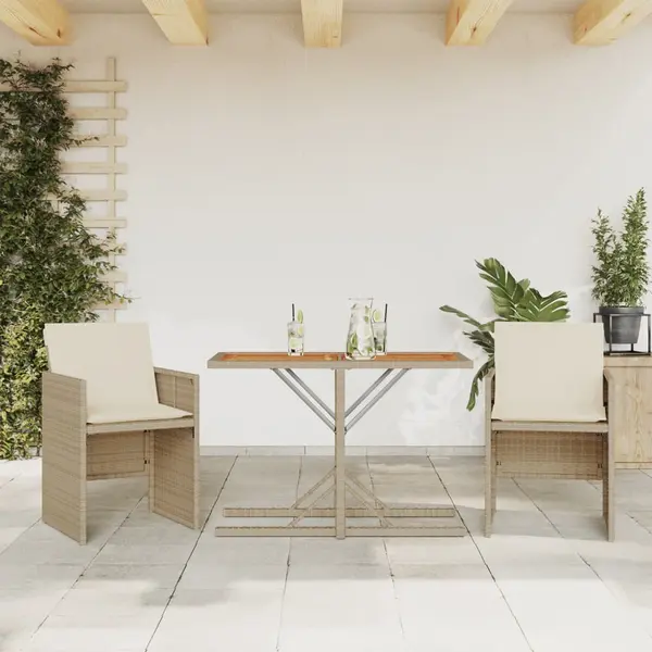 Gossi set bistro cu perne, 3 piese, bej, poliratan
