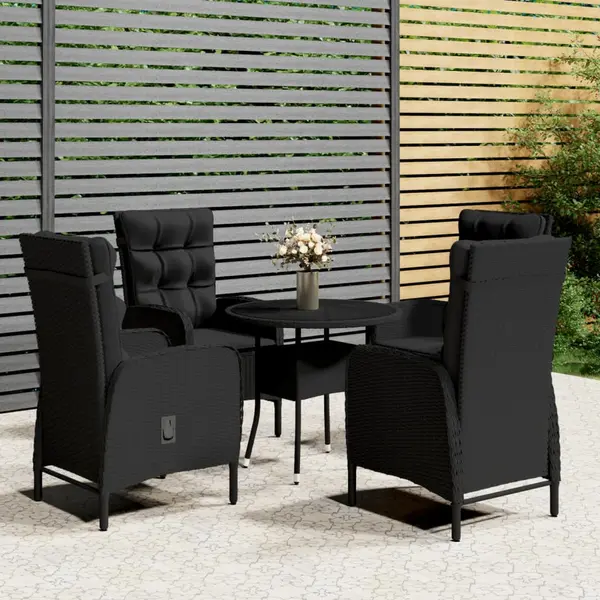 Gossi set bistro de gradina, 5 piese, negru, poliratan