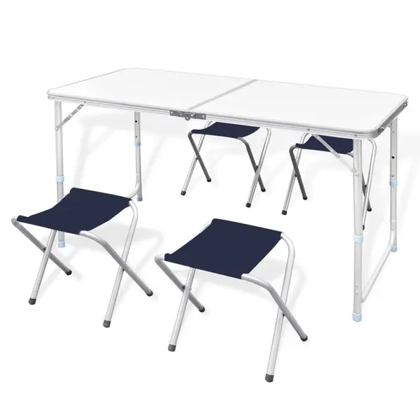 Gossi set camping masa reglabila inaltime/4 scaune pliabile 120x60 cm