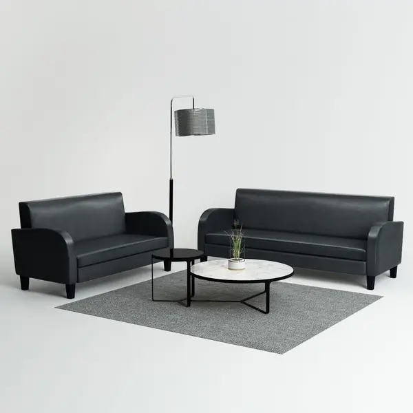 Gossi set canapea 2 buc. piele artificiala negru