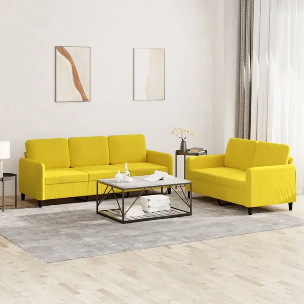 Gossi set canapea 2 piese, galben, catifea