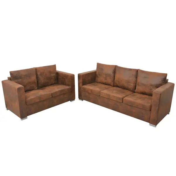 Gossi set canapea 2 piese, imitatie piele intoarsa