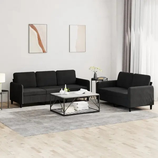 Gossi set canapea 2 piese, negru, catifea