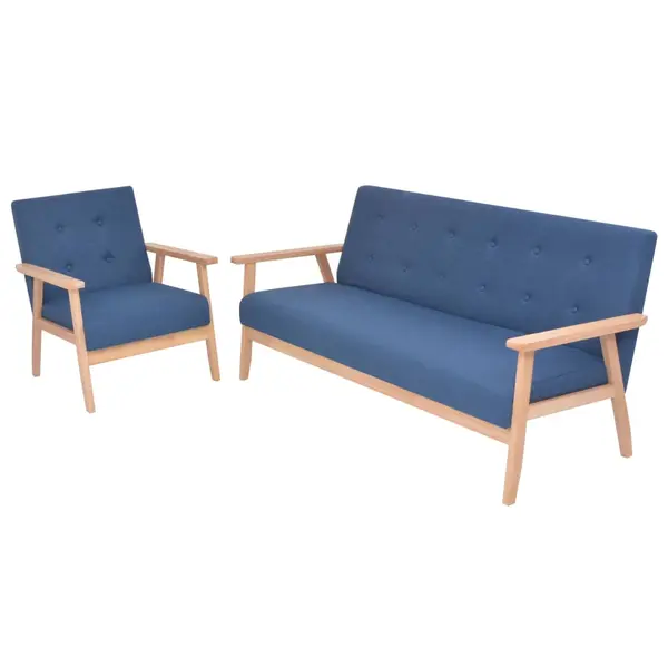 Gossi set canapea, 2 piese, textil, albastru