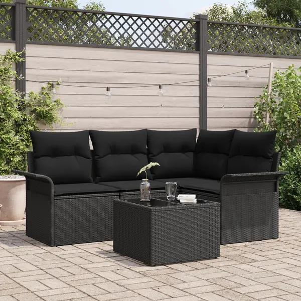 Gossi set canapea 5 piese gradina cu pernite bej poliratan
