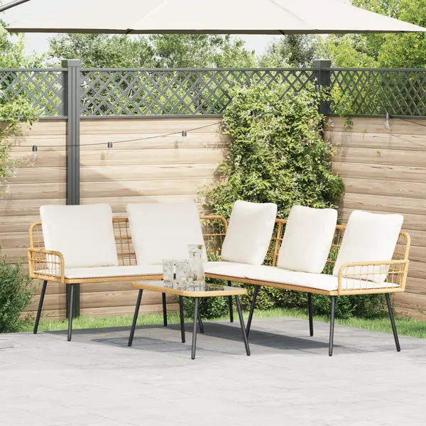 Gossi set canapea de gradina, 2 piese, cu perne natural, poliratan