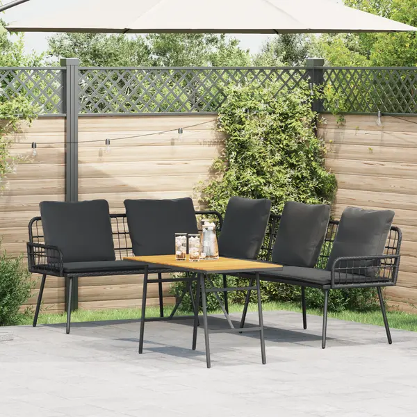 Gossi set canapea de gradina, 2 piese, cu perne negre, poliratan