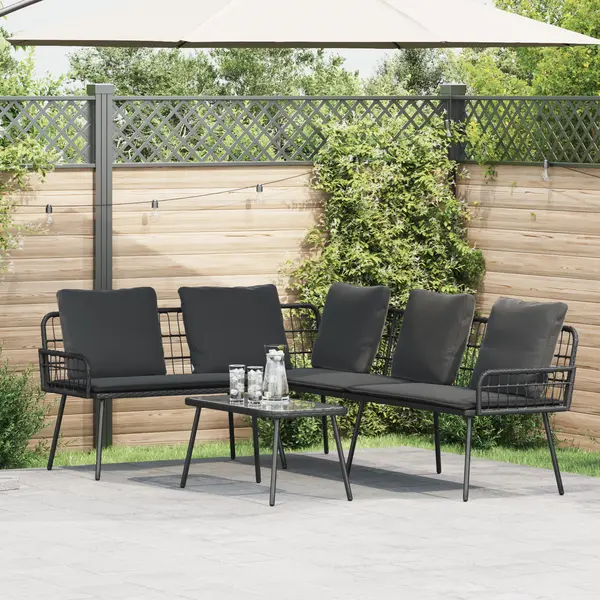 Gossi set canapea de gradina, 2 piese, cu perne negre, poliratan