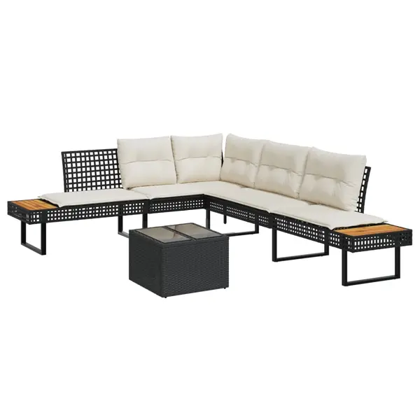 Gossi set canapea de gradina 2 piese cu perne negru sticla/poliratan