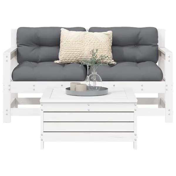 Gossi set canapea de gradina, 3 piese, alb, lemn masiv de pin