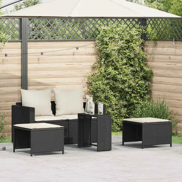 Gossi set canapea de gradina 5 piese cu perne stivuibile din negru
