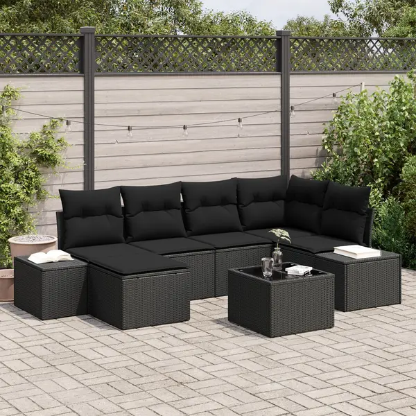 Gossi set canapea de gradina cu 7 piese si perne bej din ratan polimer