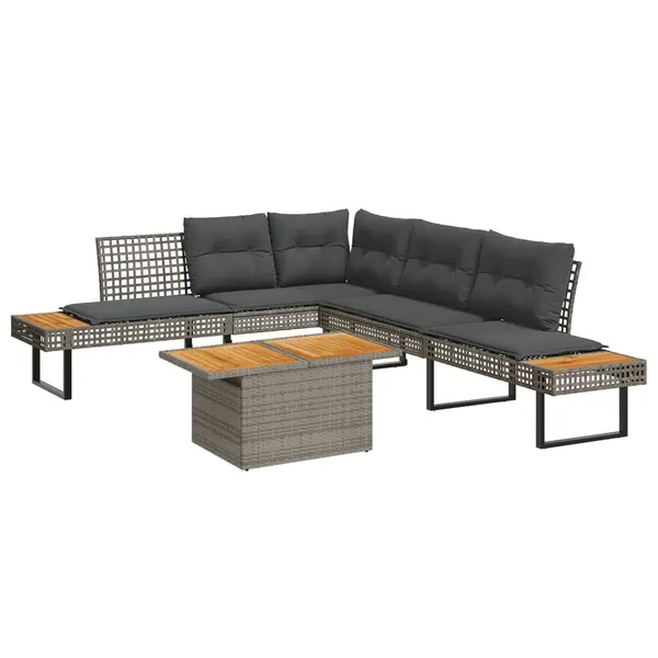 Gossi set canapea de gradina cu perne, 2 piese, poliratan/lemn acacia