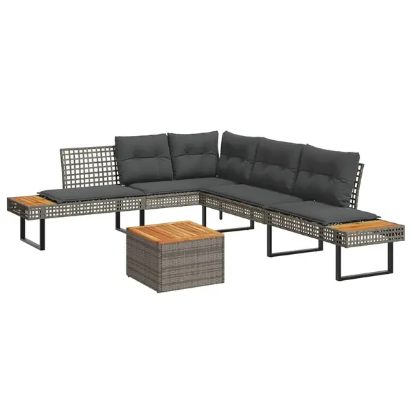 Gossi set canapea de gradina cu perne, 2 piese, poliratan/lemn acacia