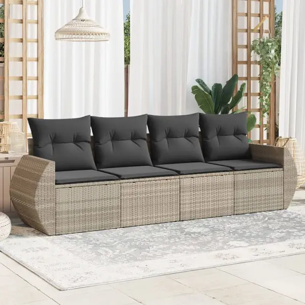Gossi set canapea de gradina cu perne, 4 piese, gri deschis poliratan
