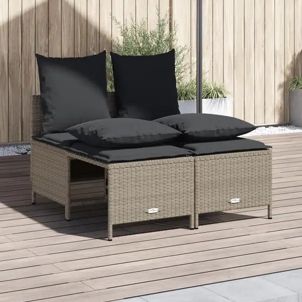 Gossi set canapea de gradina cu perne, 4 piese, gri deschis poliratan