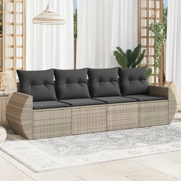 Gossi set canapea de gradina cu perne, 4 piese, gri deschis poliratan