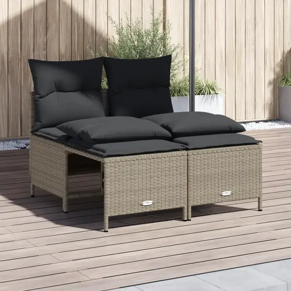 Gossi set canapea de gradina cu perne, 4 piese, gri deschis poliratan