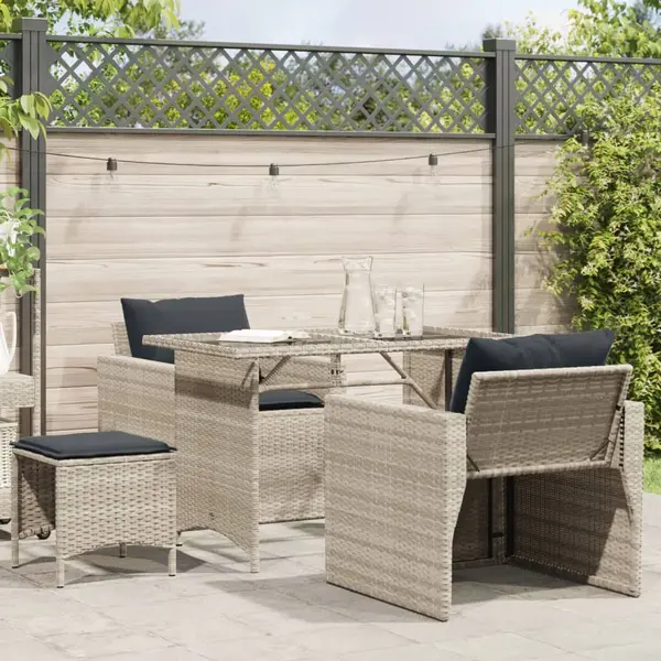 Gossi set canapea de gradina cu perne, 4 piese, gri deschis poliratan