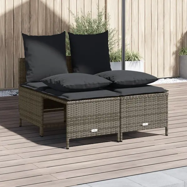 Gossi set canapea de gradina cu perne, 4 piese, gri, poliratan