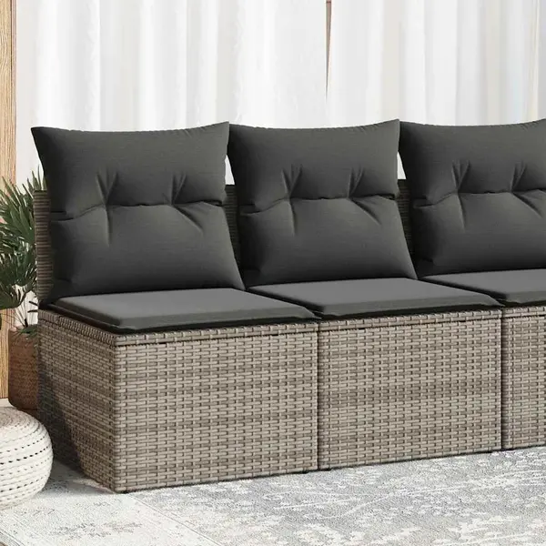 Gossi set canapea de gradina cu perne, 4 piese, gri, poliratan