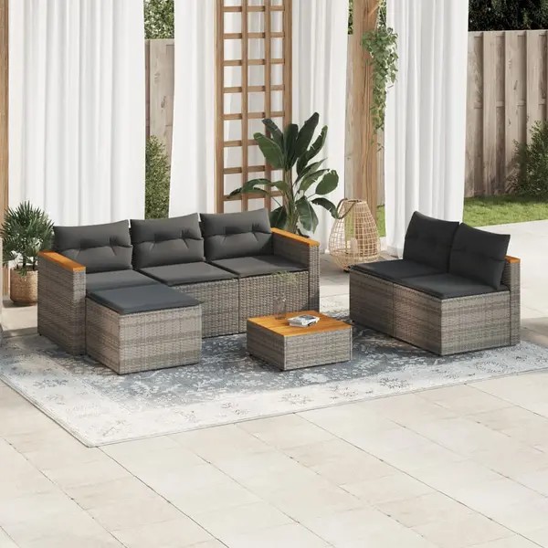 Gossi set canapea de gradina cu perne, 5 piese, poliratan/lemn acacia