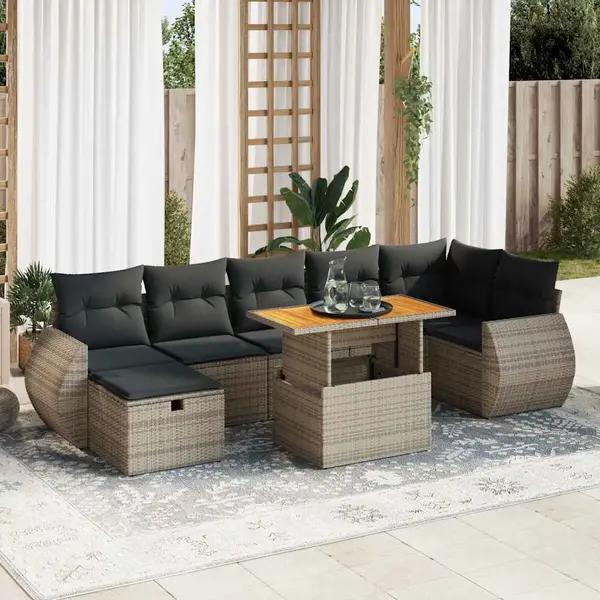 Gossi set canapea de gradina cu perne, 5 piese, poliratan/lemn acacia