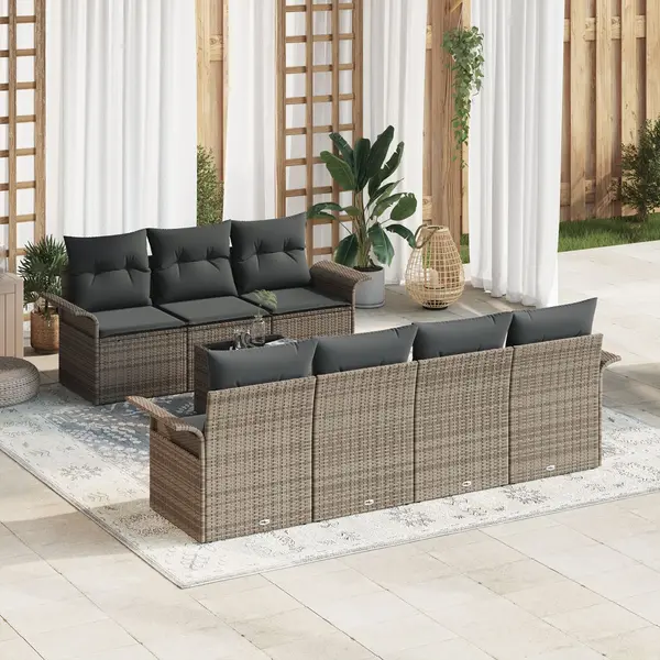 Gossi set canapea de gradina cu perne gri din ratan sintetic