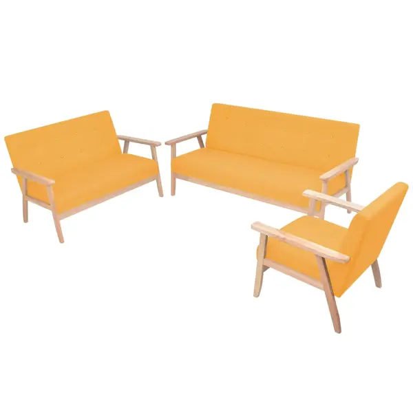 Gossi set canapea din 3 piese, material textil, galben