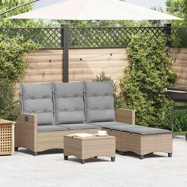 Gossi set canapea gradina 3 piese cu perne forma l polirattan bej