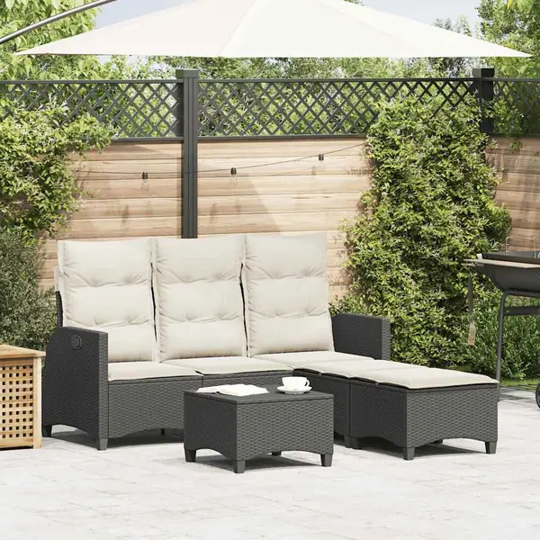Gossi set canapea gradina 3 piese cu perne forma l polirattan negru