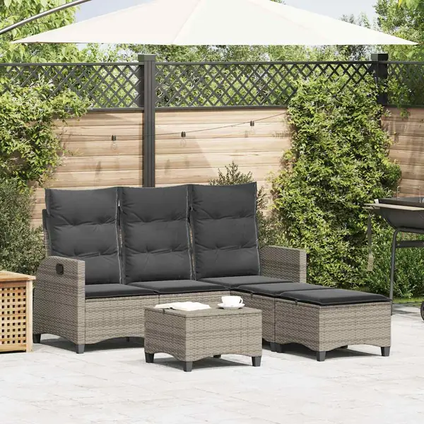 Gossi set canapea gradina 3 piese cu perne forma l polirattan gri