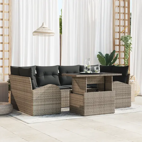 Gossi set canapea gradina 7 piese perne gri poliratan