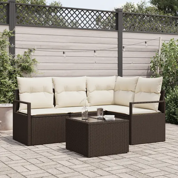 Gossi set canapea gradina cu 4 piese si pernite gri ratan poli