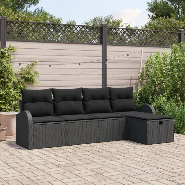 Gossi set canapea gradina cu 5 piese si perne, negru, poliratan