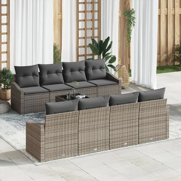 Gossi set canapea gradina cu perne gri din ratan