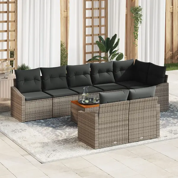 Gossi set canapea gradina cu perne gri poliratan acacia