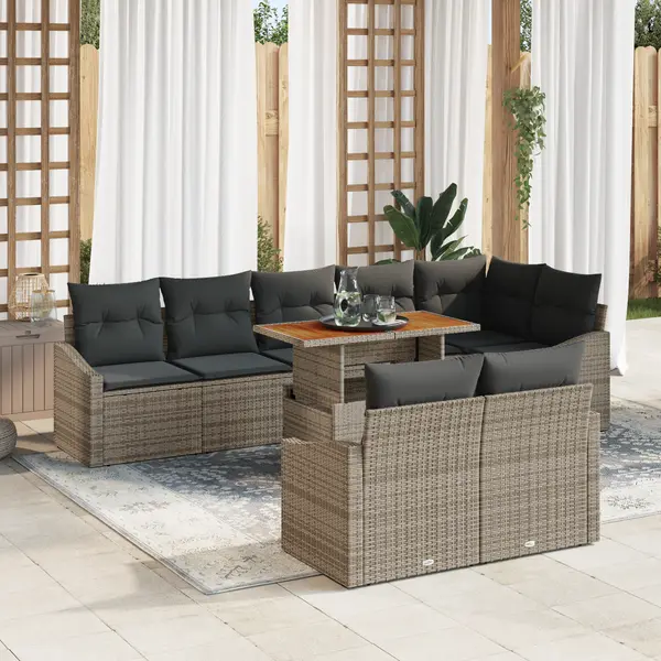 Gossi set canapea gradina cu perne gri ratan poli