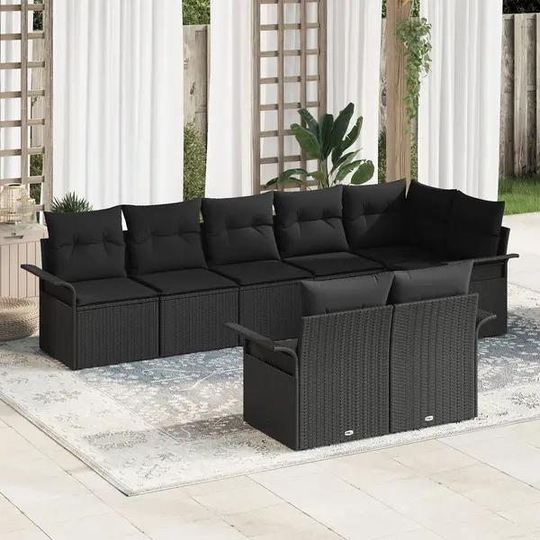 Gossi set canapea gradina cu perne negru poliratan
