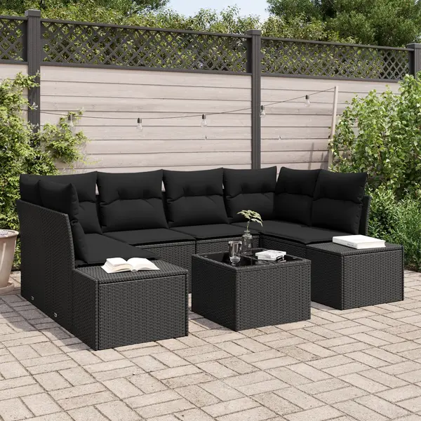 Gossi set canapea gradina cu perne negru ratan poli