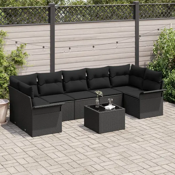 Gossi set canapea gradina cu perne poliratan negru